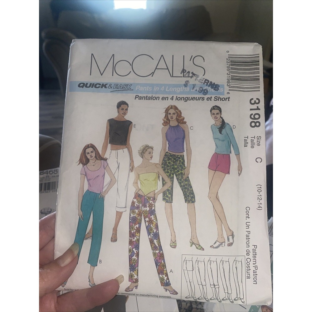 McCalls 3198 Misses Pants Shorts Sewing Pattern Size 10-14 Uncut Low Rise